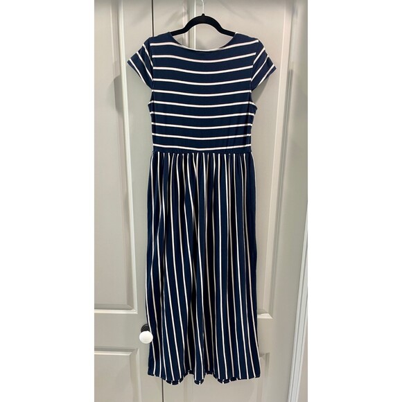 MODCLOTH Jersey Knit Navy Striped Maxi, Sz L - Picture 3 of 7